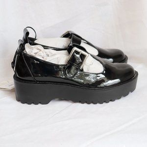 Zara Patent Leather Mary Jane Shoes Black Sz.8 NWT Buckle Shoes Casual Dressy